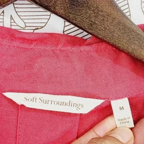 Soft Surroundings Linen Blend Button up Women's Shirt‎ Size M  242ct - Picture 5 of 7